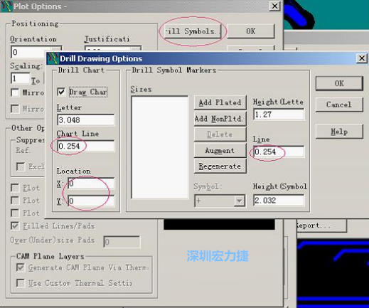 轉(zhuǎn)孔圖時也需在Customize Document欄點擊Option，在彈出的Plot Options-窗口中選擇Drill Symbols