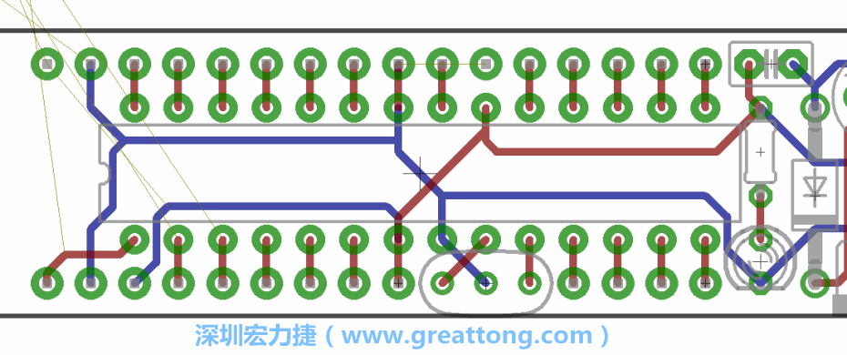 如果可以的話盡量讓接地線保持在電路板的背面，這樣它們就可以在可能范圍內(nèi)和最大的接地面連結(jié)在一起。