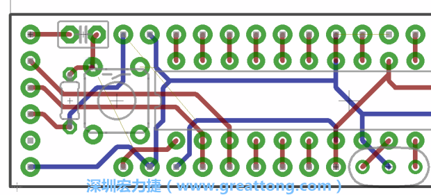 4.2. 然后在電路板的背面進(jìn)行布線。