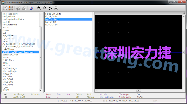 進行相同的程序， 目前這個Library IT_robot_logo_new.mod就包含了多個footprint于其內(nèi)。