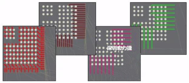 扇出及逃逸時(shí)布線是根據(jù)適用的設(shè)計(jì)規(guī)則來(lái)進(jìn)行的。